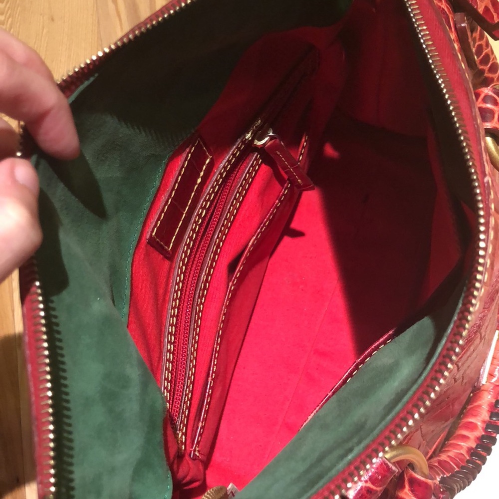 Dooney & Bourke Red Croc-Embossed Leather Shoulder Bag - Picture 5 of 6